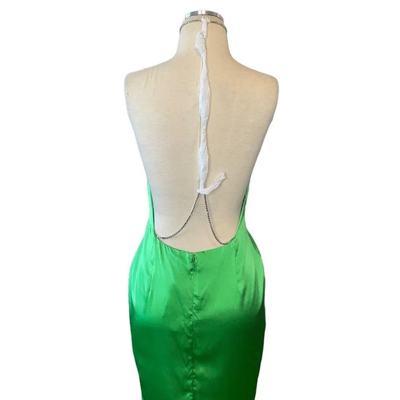 Retrofete Satin Crystal Margot Gown in Green XSmall New. Long Maxi Dress - Picture 10 of 17